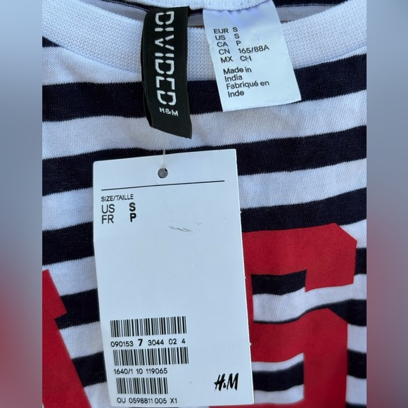 Divided Striped Navy and White Tie Front Tank Top with Red USA Print - Picture 4 of 5